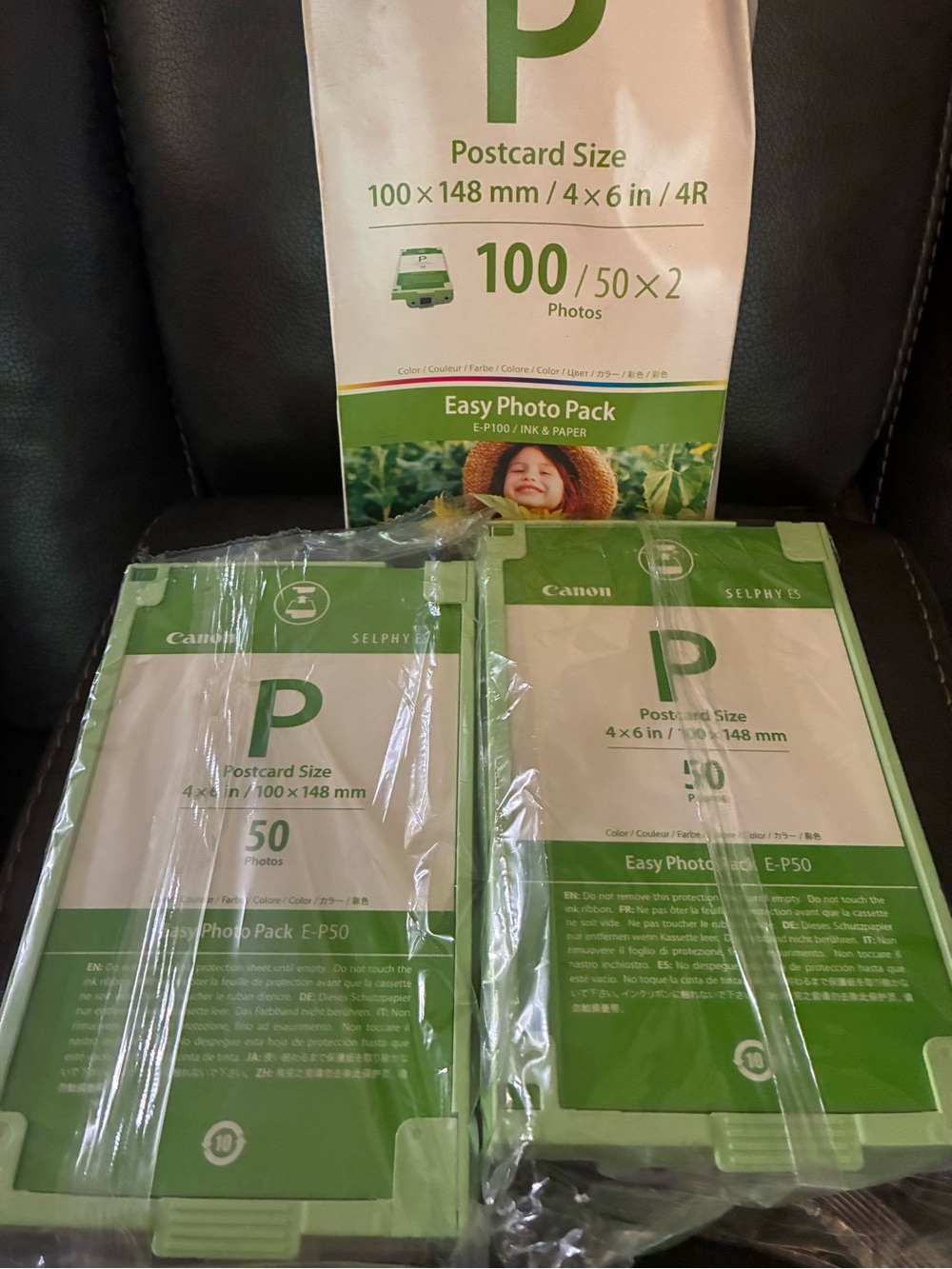 2-Canon SELPHY Easy Photo Packs Postcard Size Photo Paper & Ink Pack
